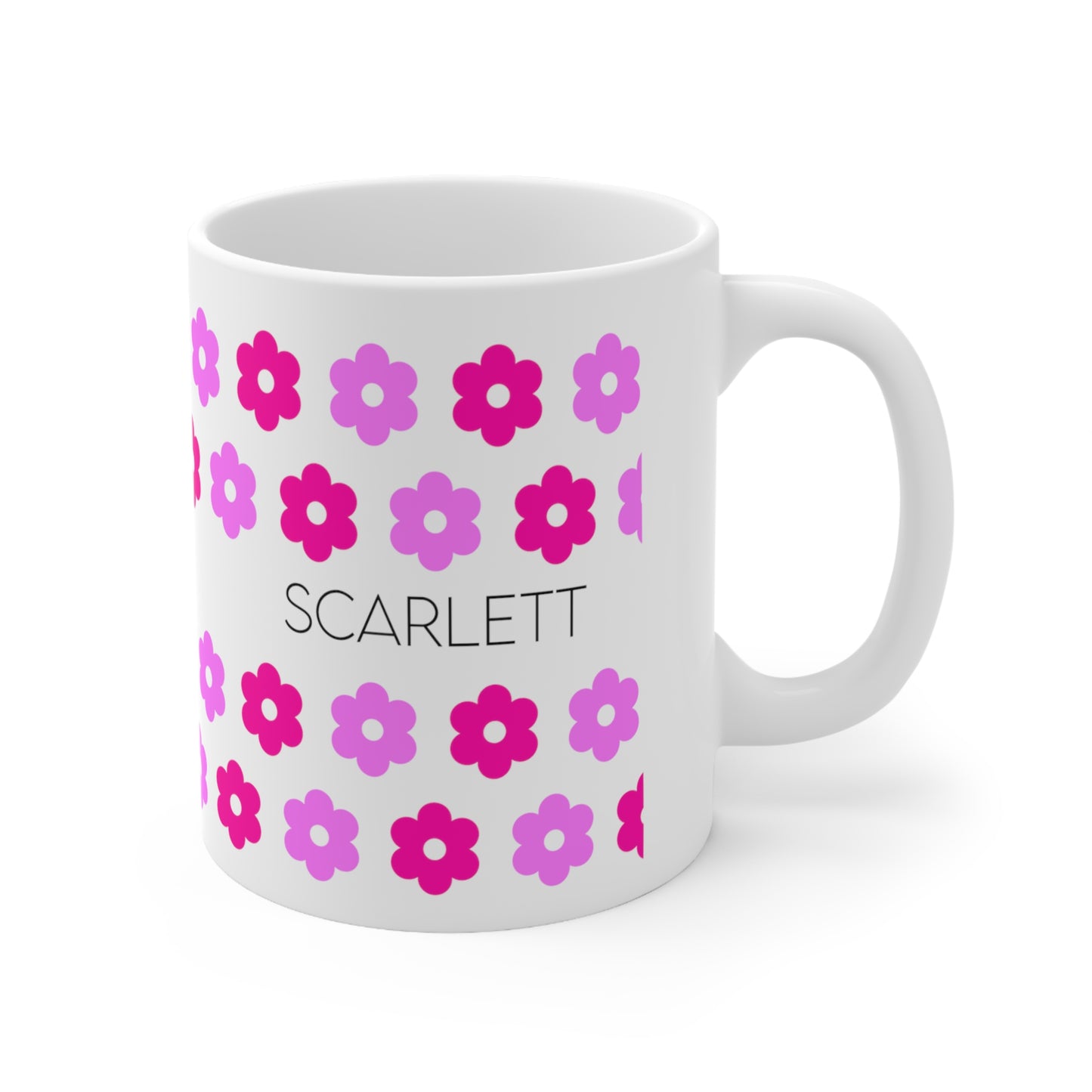 Pink flower - Custom name mug