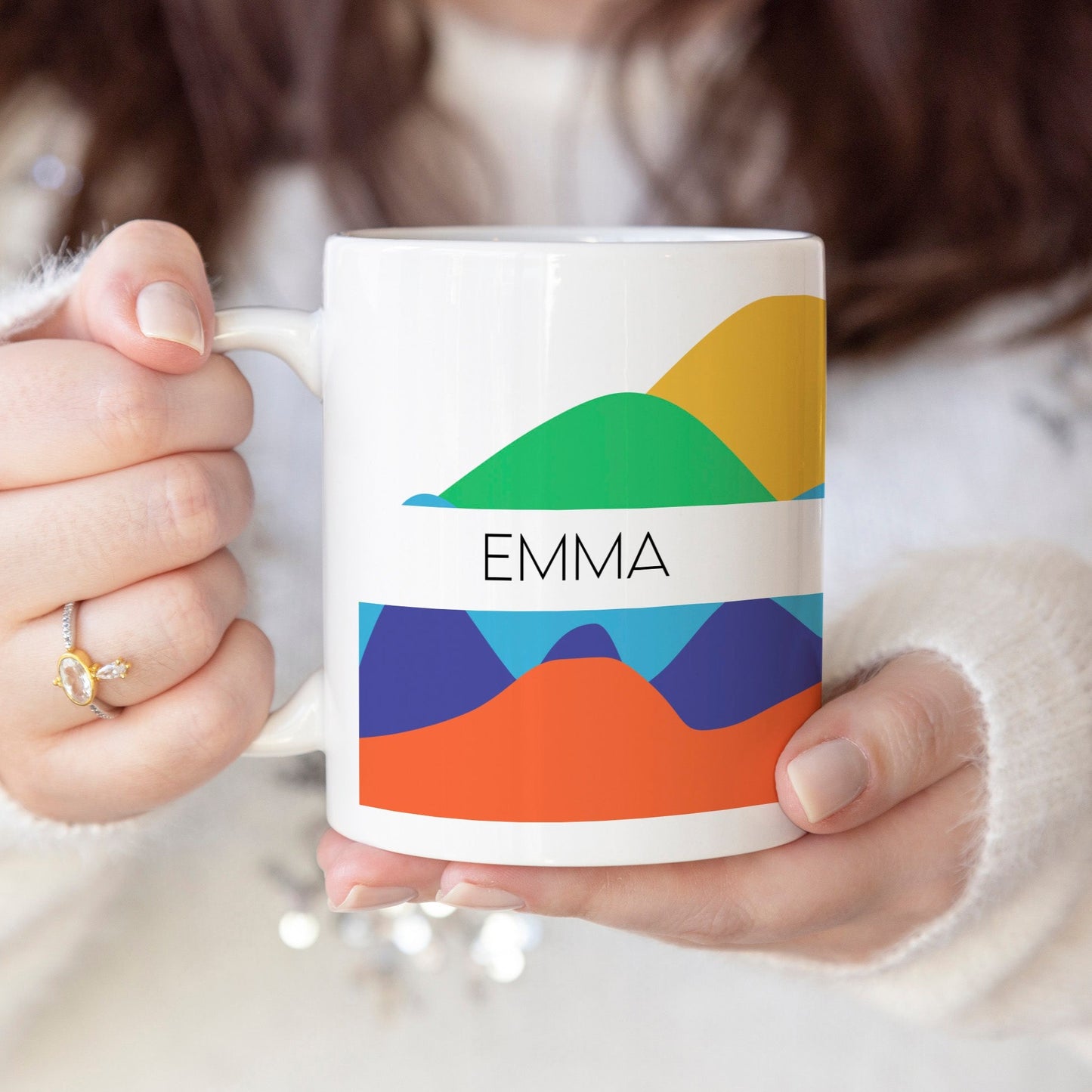 Mountains colors - Custom name mug