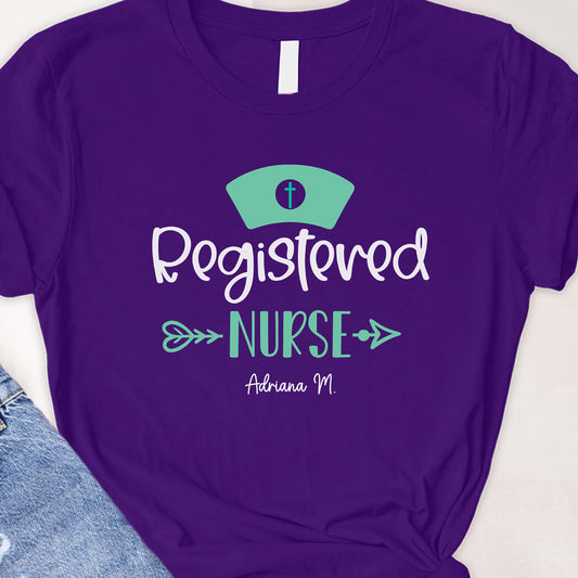 Register Nurse with narrow Tee - Custom name