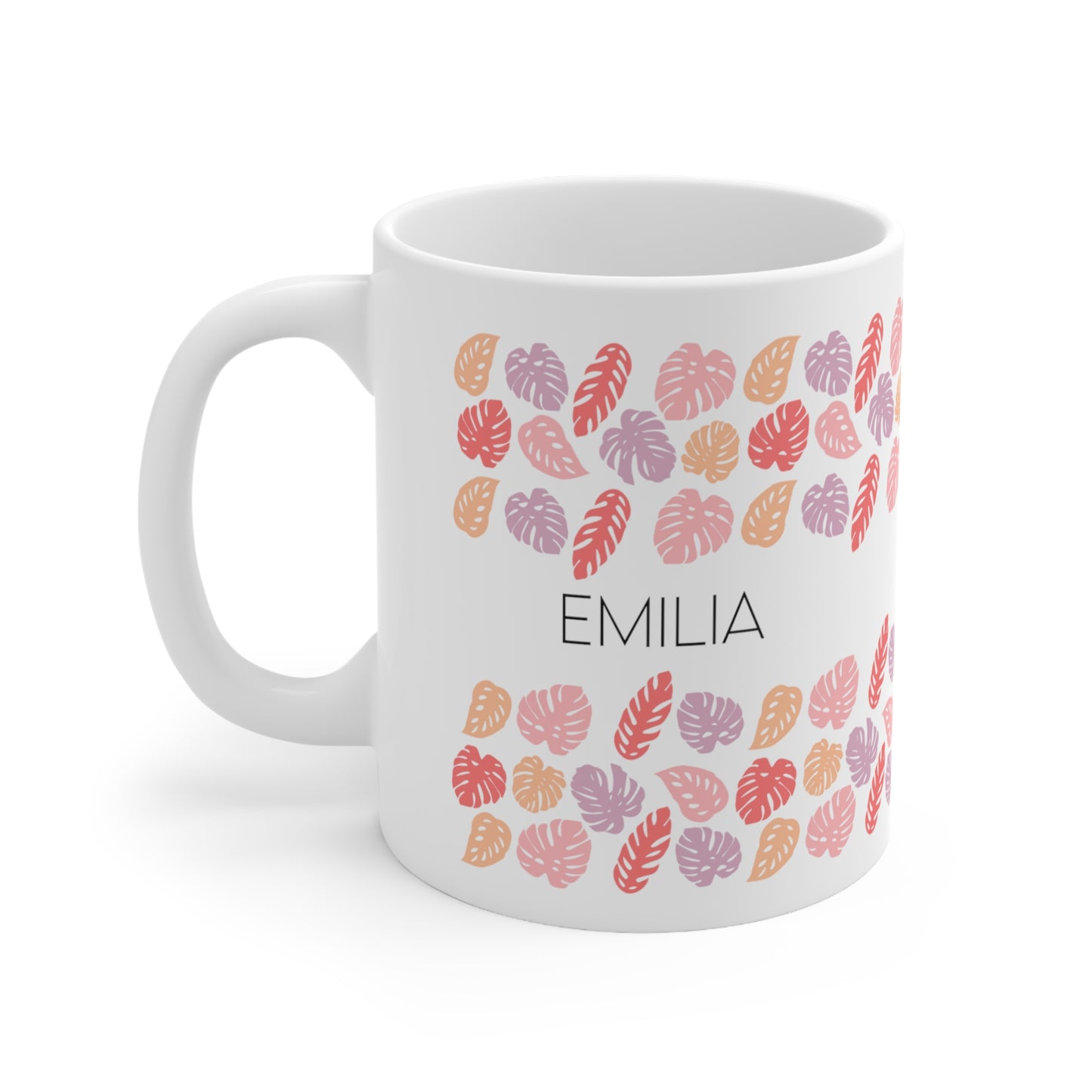 Tropical leaves - Custom name mug