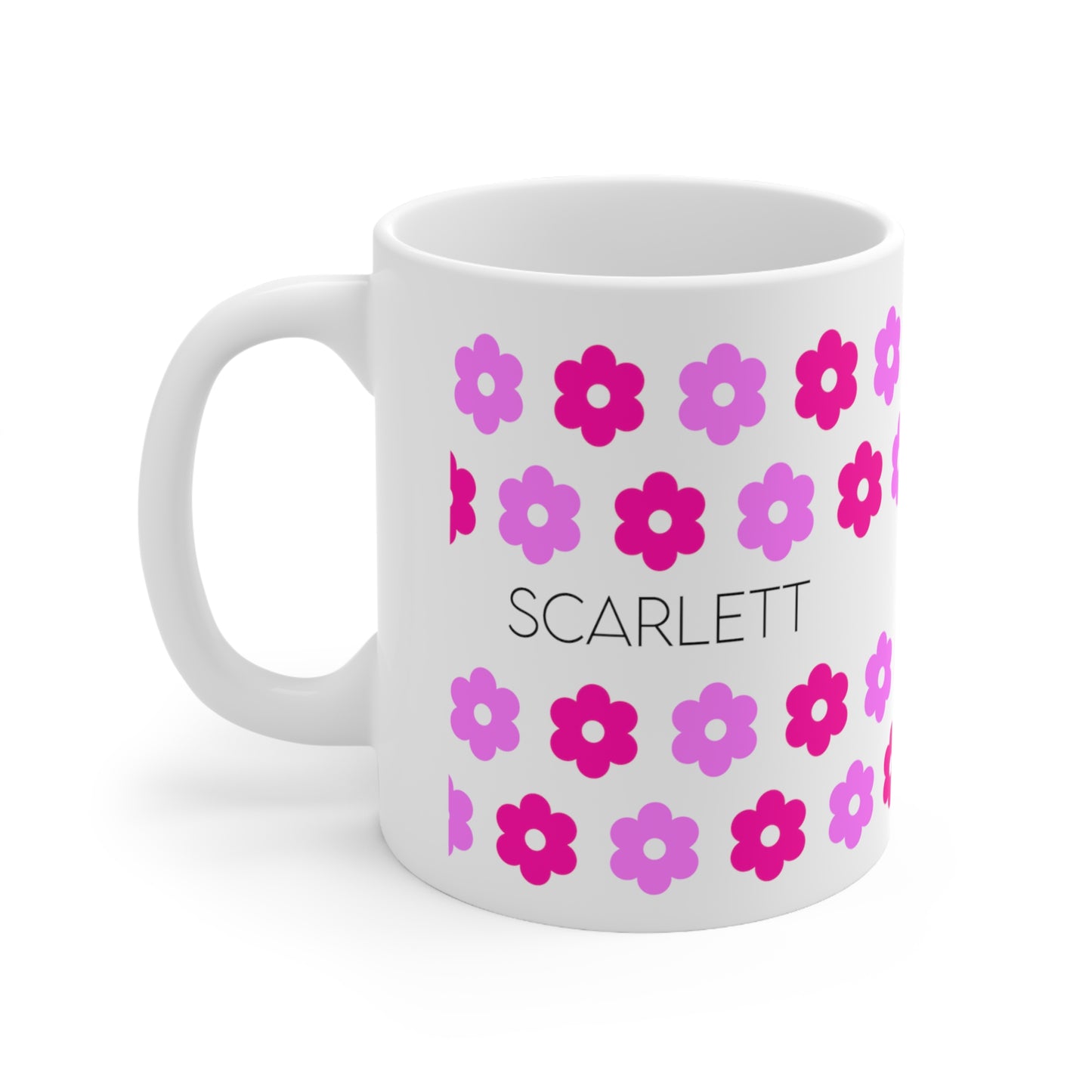 Pink flower - Custom name mug