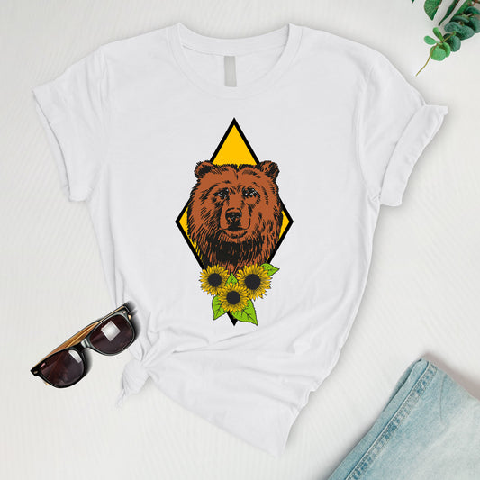 Bear with flowers peace Tee